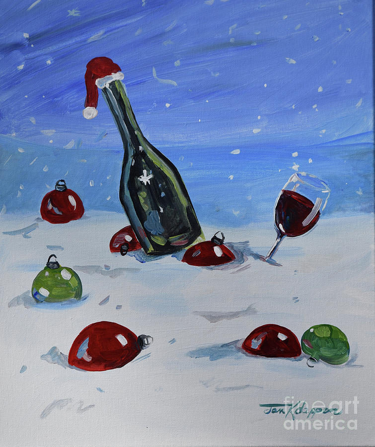Holiday Cheer at the Vineyards Painting by Jan Dappen
