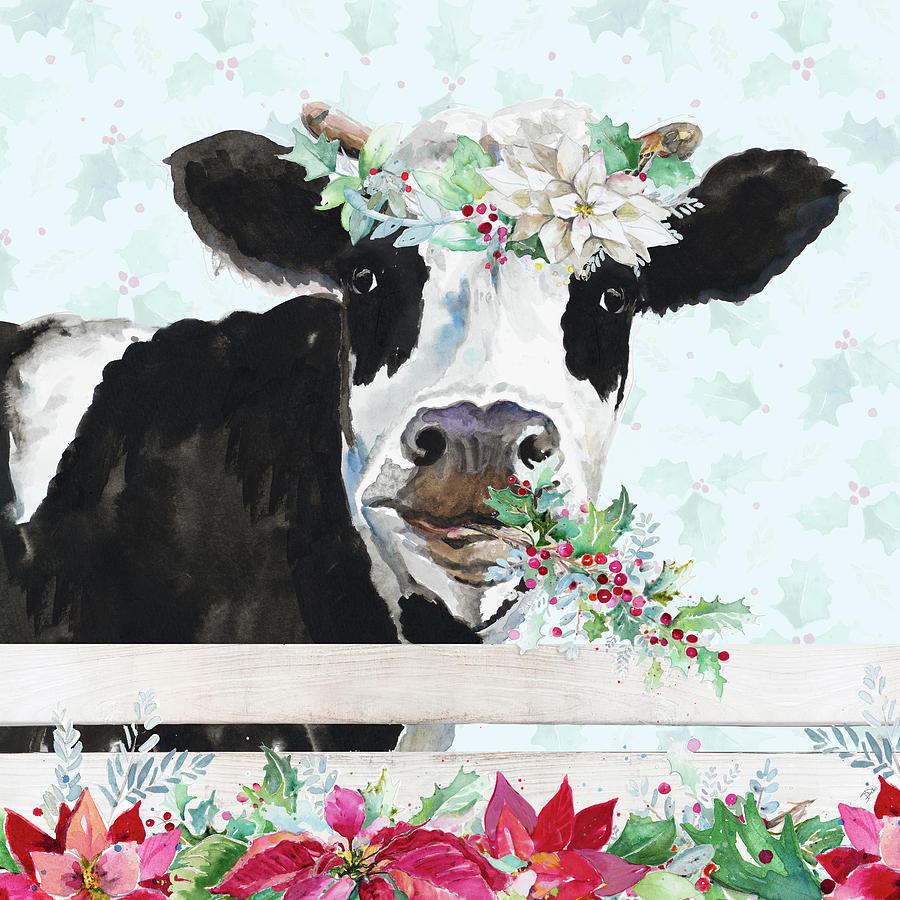 Animal Painting - Holiday Crazy Cow by Patricia Pinto