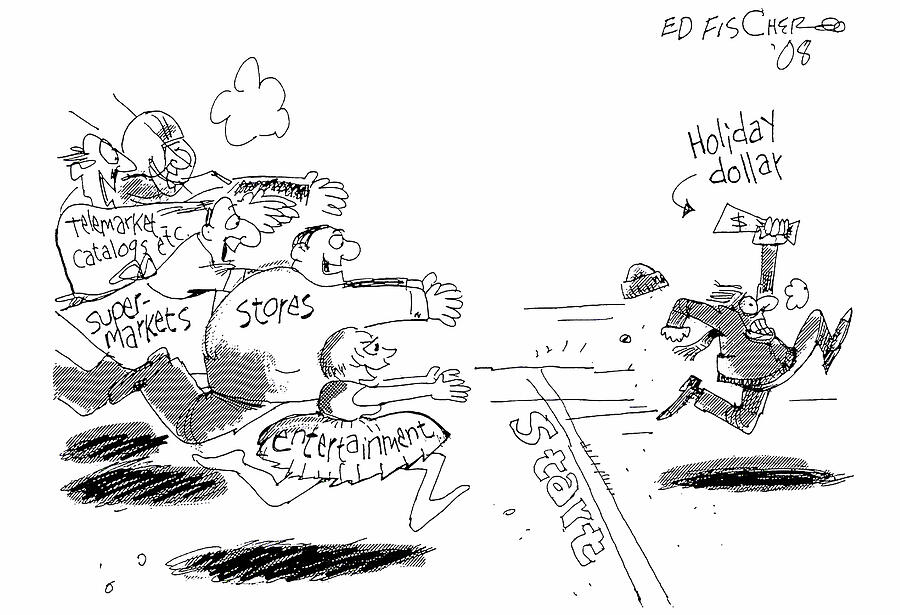 Holiday Dollar Drawing by Ed Fischer Holiday Dollar Drawing by Ed Fischer