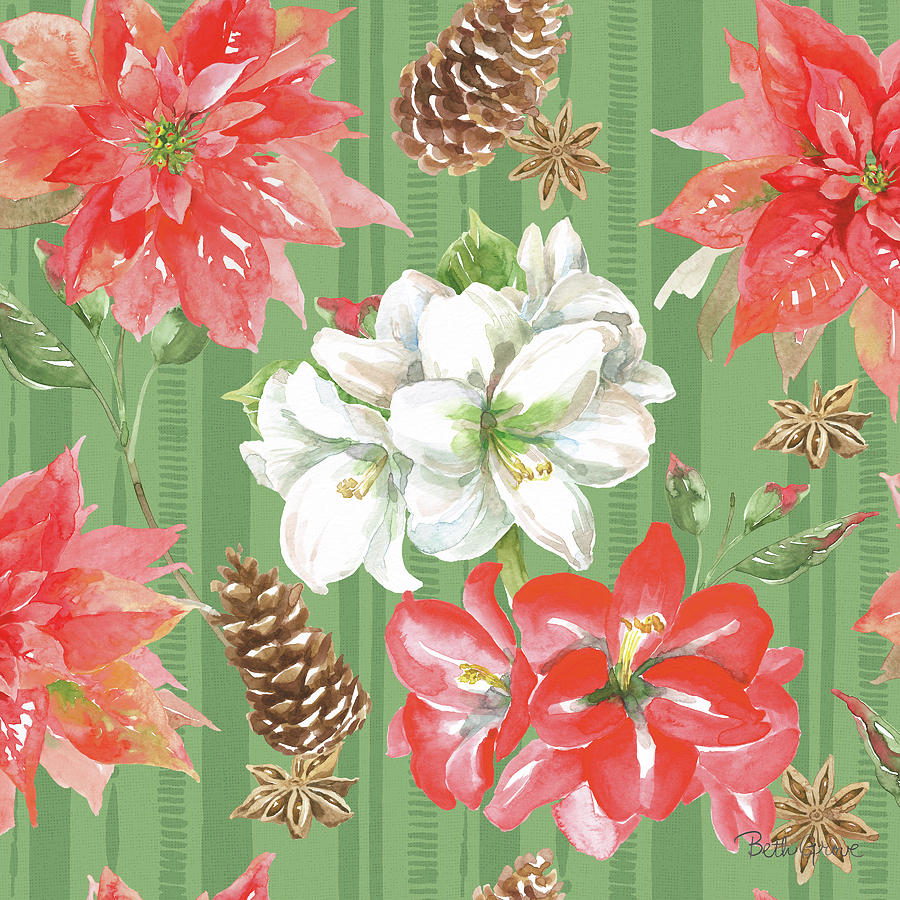 Christmas Painting - Holiday Flora Pattern Ib by Beth Grove