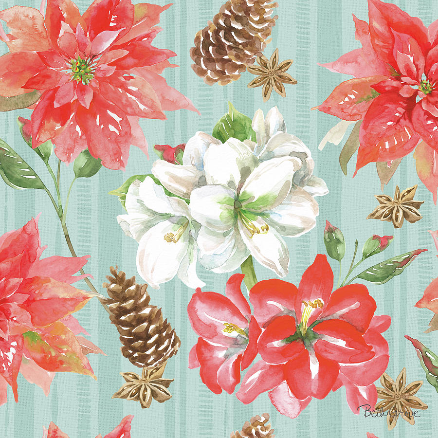 Christmas Painting - Holiday Flora Pattern Ic by Beth Grove