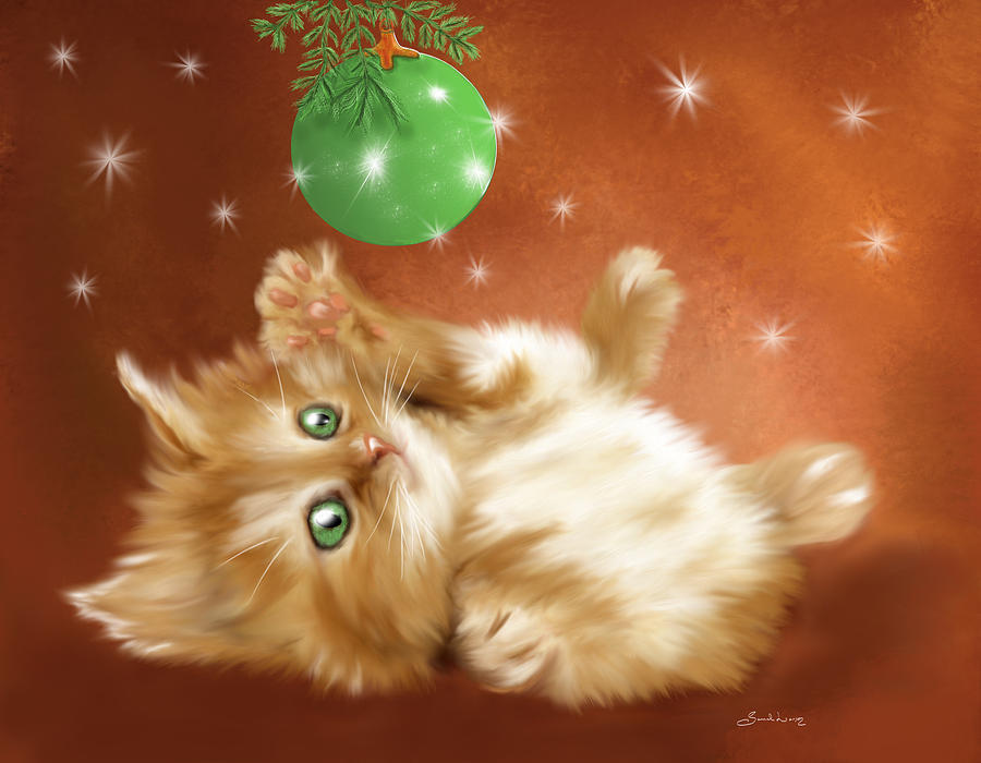 Holiday Kitty Painting by Sannel Larson