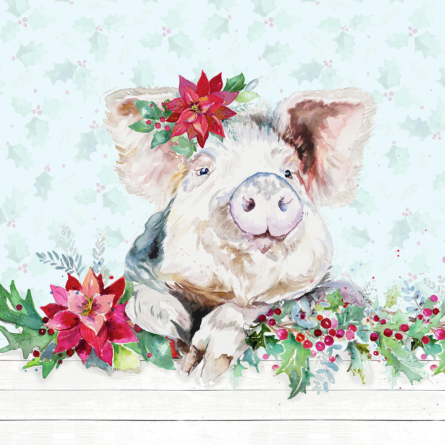 Animal Painting - Holiday Little Piggy by Patricia Pinto