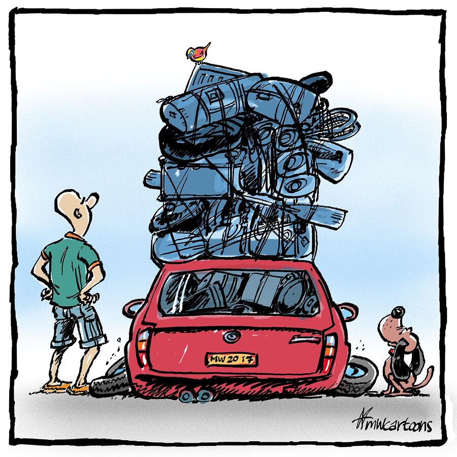 Holiday Luggage Drawing by Maarten Wolterink