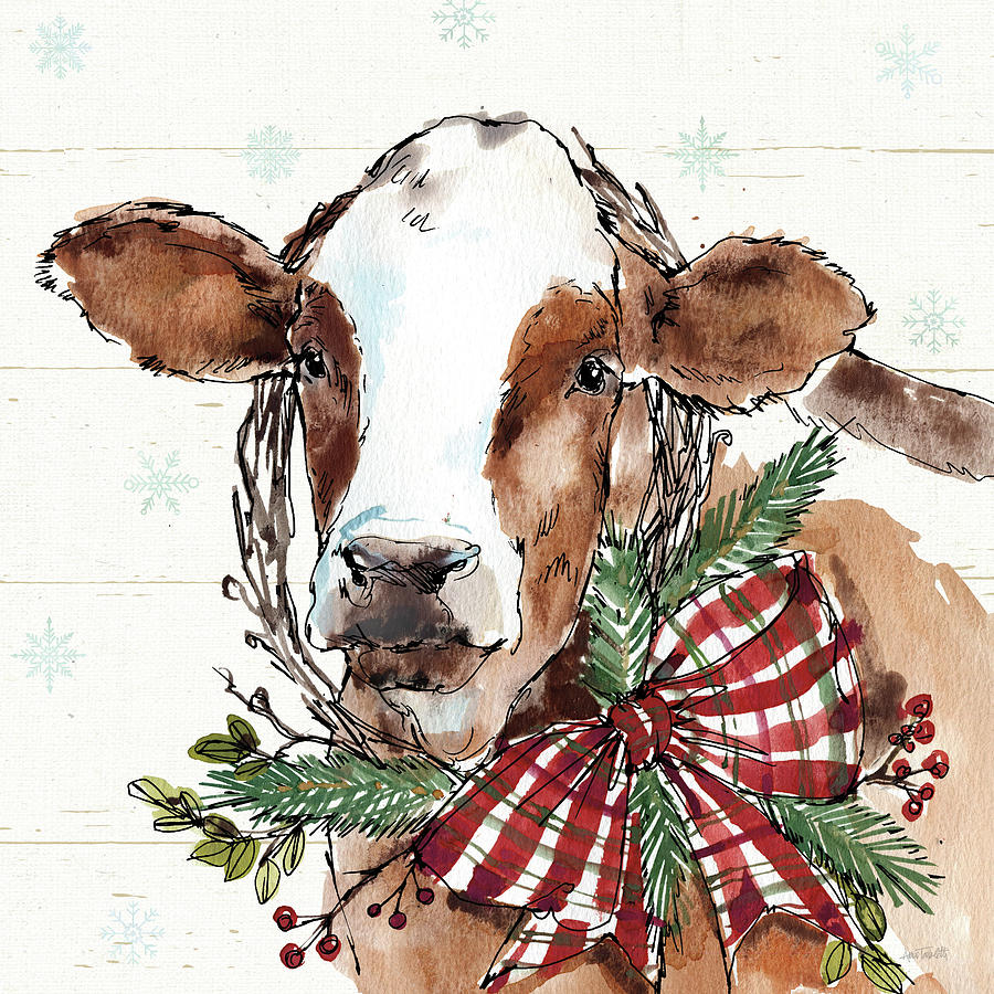 Animal Mixed Media - Holiday On The Farm Viii by Anne Tavoletti