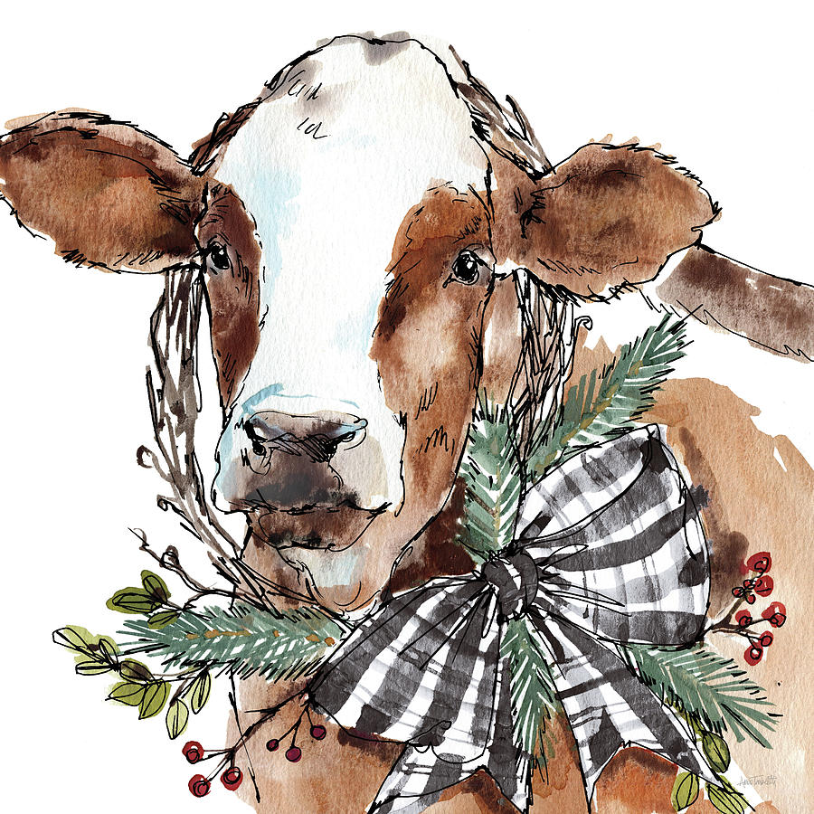 Animal Mixed Media - Holiday On The Farm Viii Neutral by Anne Tavoletti
