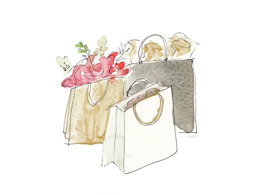 Holiday Mixed Media - Holiday Shopping Bags II by Lanie Loreth