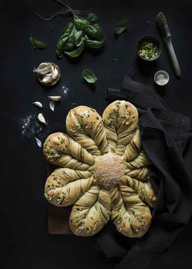 Still Life Photograph - Holiday Star Bread by Diana Popescu