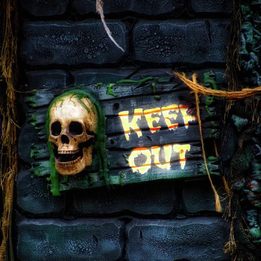 Holiday Time Halloween Keep Out Signage SQ Format Photograph by Thomas Woolworth