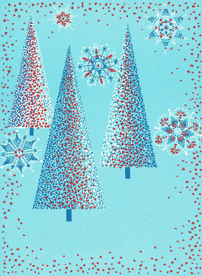 Abstract Drawing - Holiday trees by CSA Images