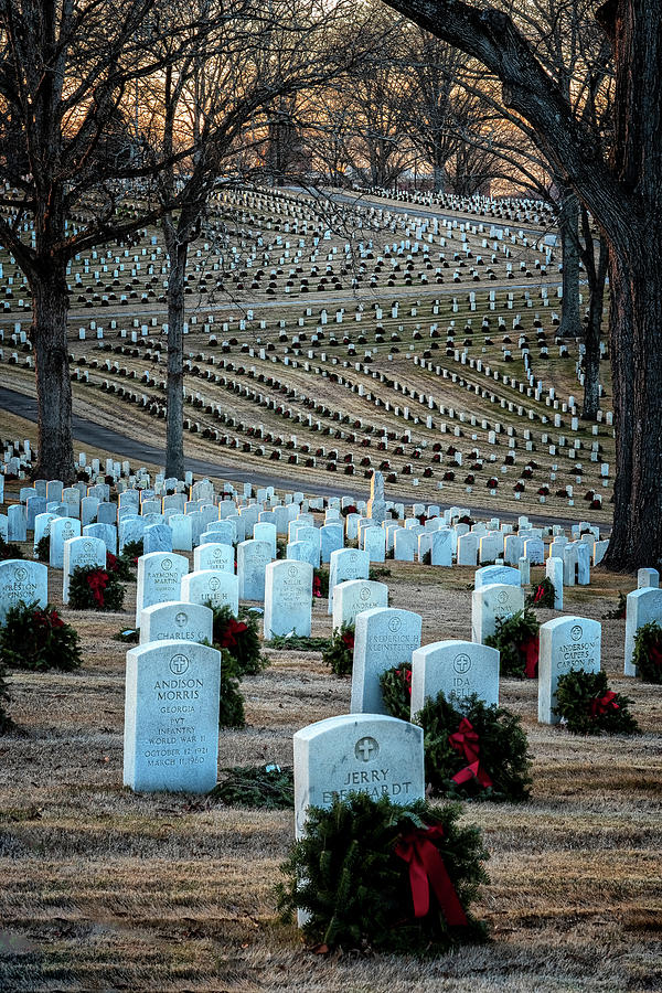 Holiday Wreaths At National Cemetery Photograph by Tom Singleton
