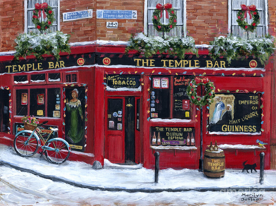 Holidays at The Temple Bar Painting by Marilyn Dunlap
