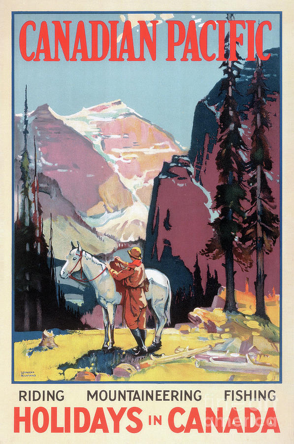 Holidays In Canada Vintage Travel Poster Restored Drawing