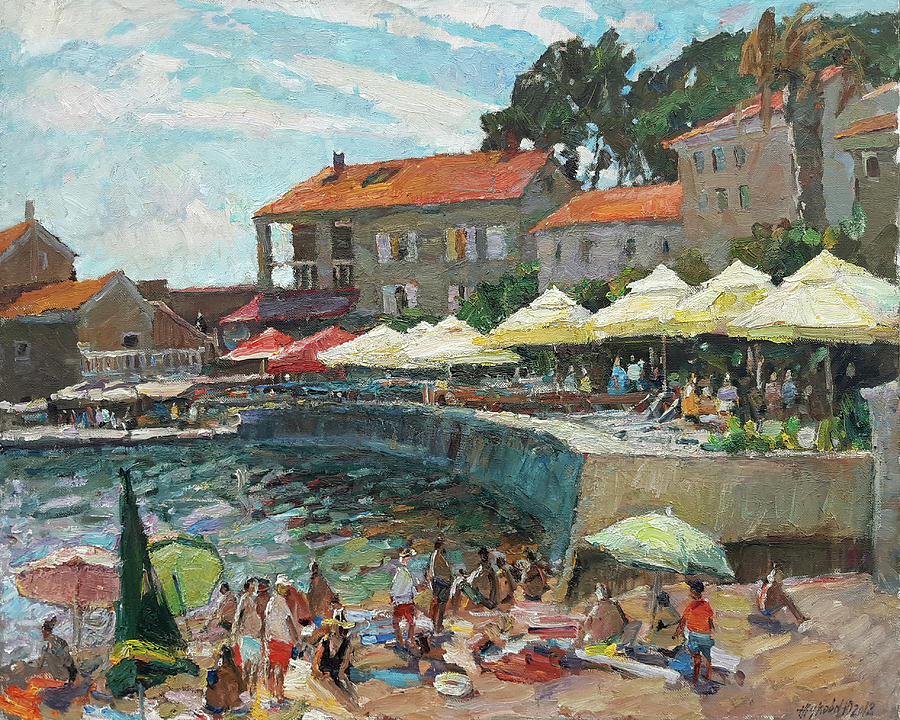 Holidays in Petrovac Painting by Juliya Zhukova