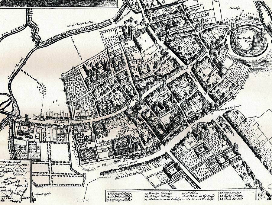 Hollars Plan Of Oxford, C1643. Artist Drawing by Print Collector