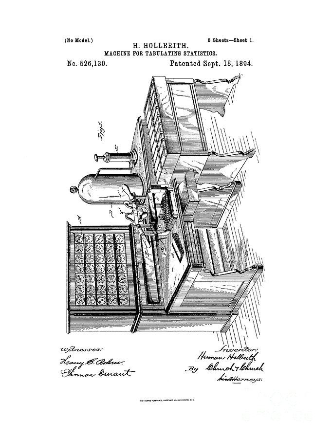 Holleriths Tabulating Machine Patent Photograph by Us National Archives And Records Administration/science Photo Library