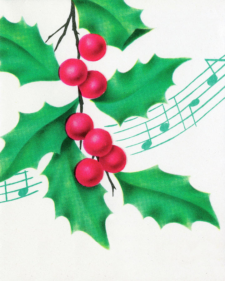 Christmas Drawing - Holly and Berries by CSA Images