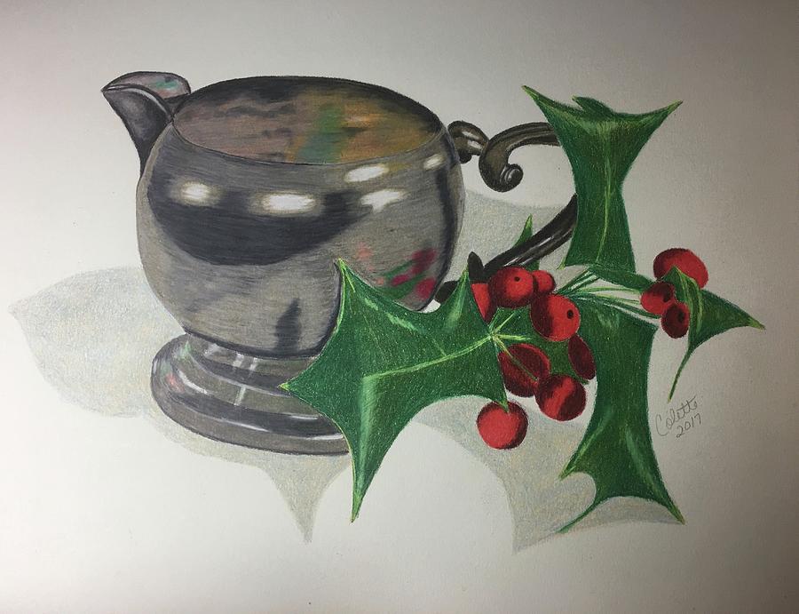 Holly and creamer Drawing by Colette Lee