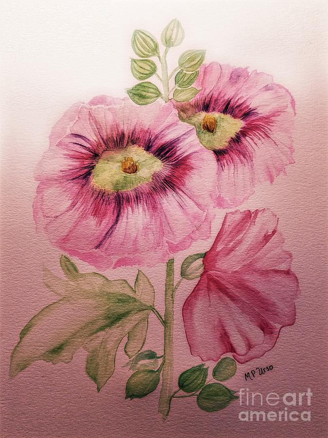 Flower Painting - Hollyhocks by Maria Urso