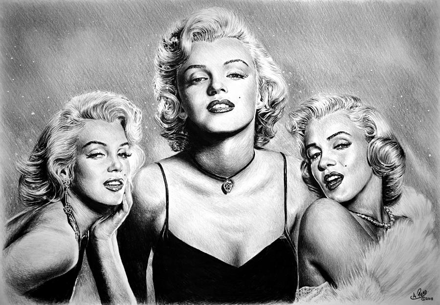 Hollywood Legends Marilyn Drawing by Andrew Read