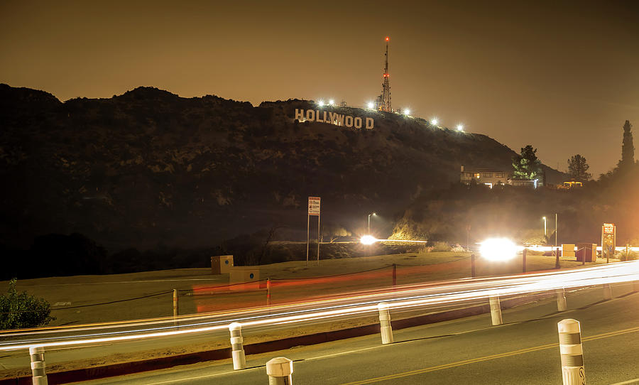 Hollywood Sign Illuminated At Night Photograph by Alex Grichenko