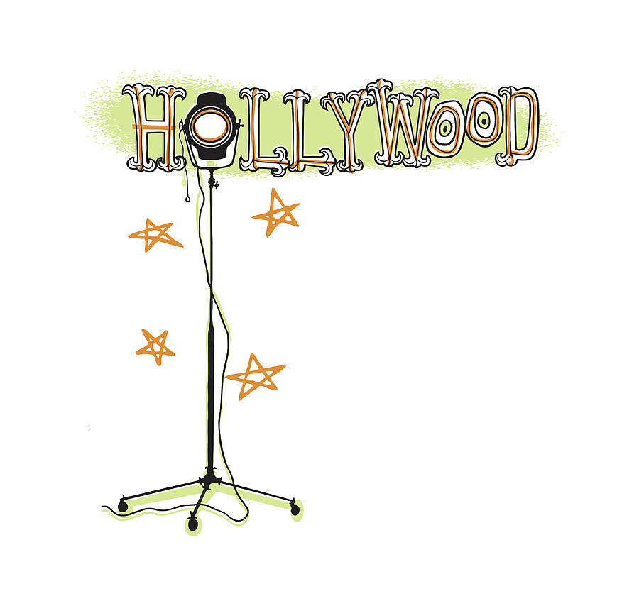 Hollywood Drawing - Hollywood with Klieg Light for the Letter O by CSA Images