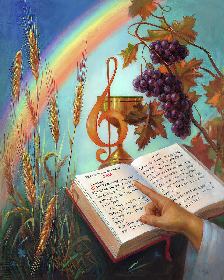 Wine Painting - Holy Bible - The Gospel According to John by Svitozar Nenyuk