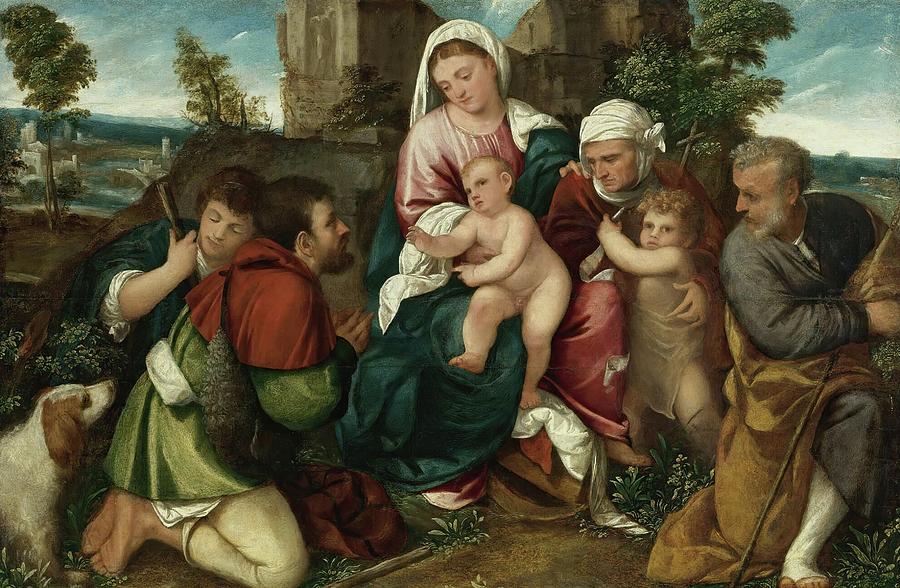 Holy Family With Saint Elizabeth, The Infant St. John Painting by ...