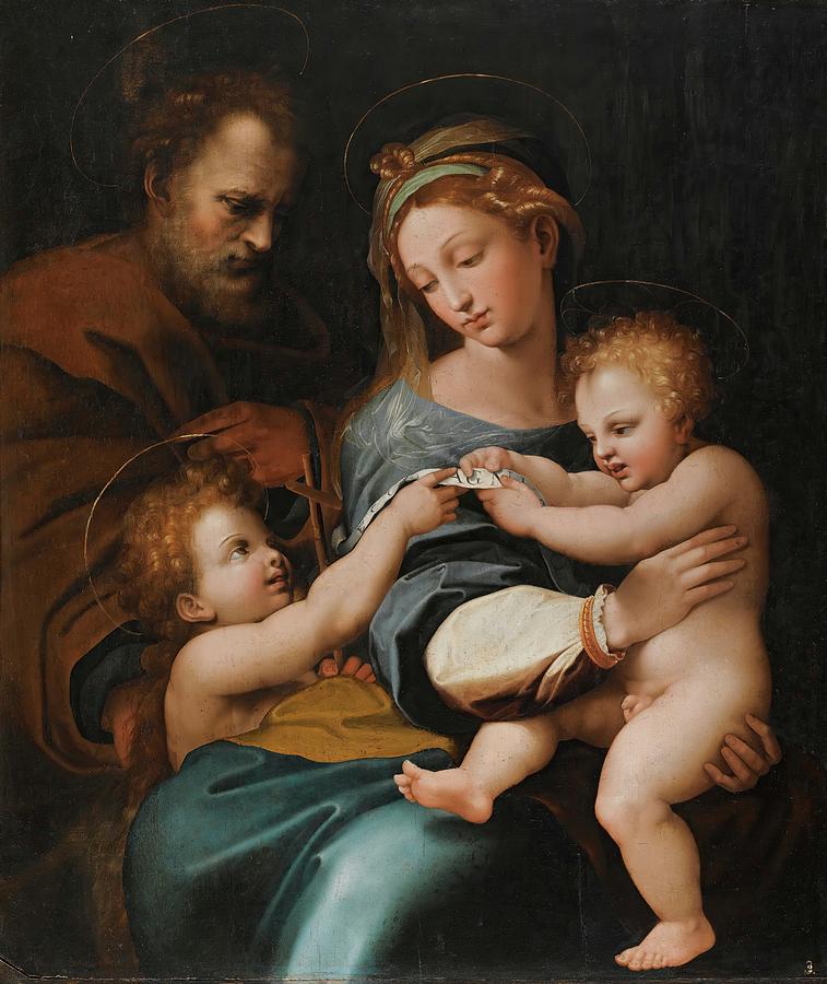 Holy Family With The Infant St. John The Baptist, Or Painting by ...