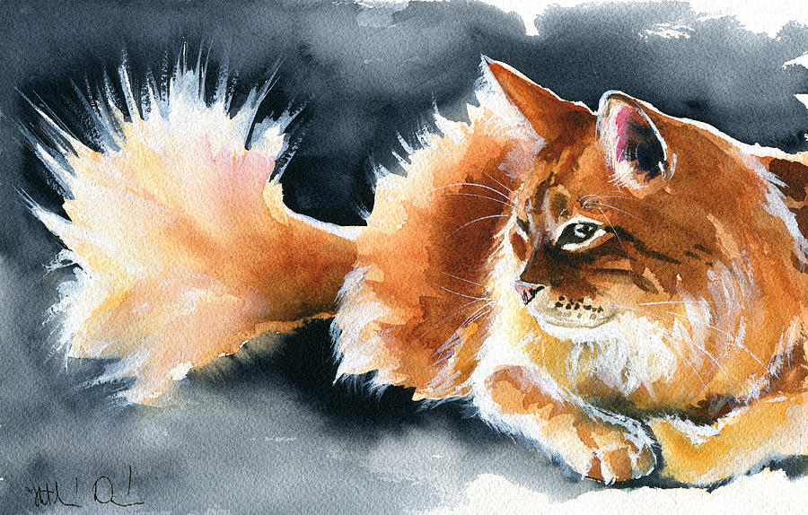Holy Ginger Fluff - Cat Painting Painting by Dora Hathazi Mendes