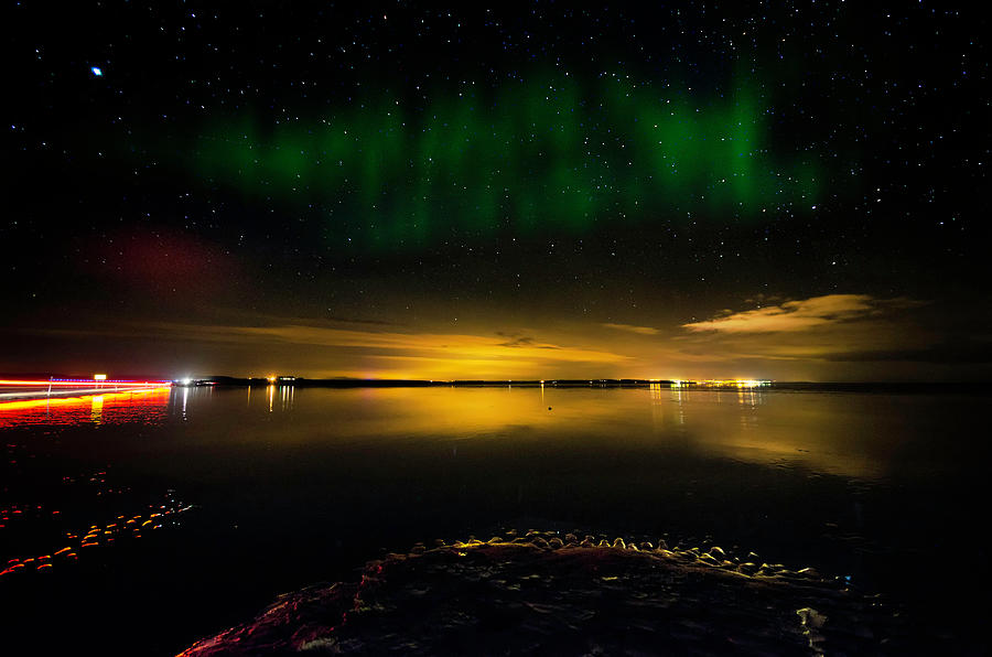 Holy Island Northern Night Lights Photograph by K.arran - Photomuso