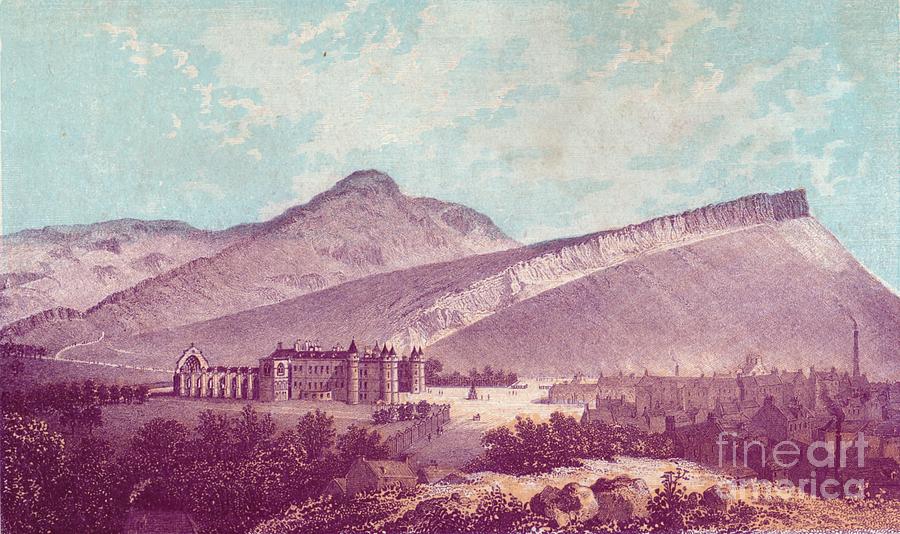 Holyrood Palace & Arthur Seat Drawing by Print Collector