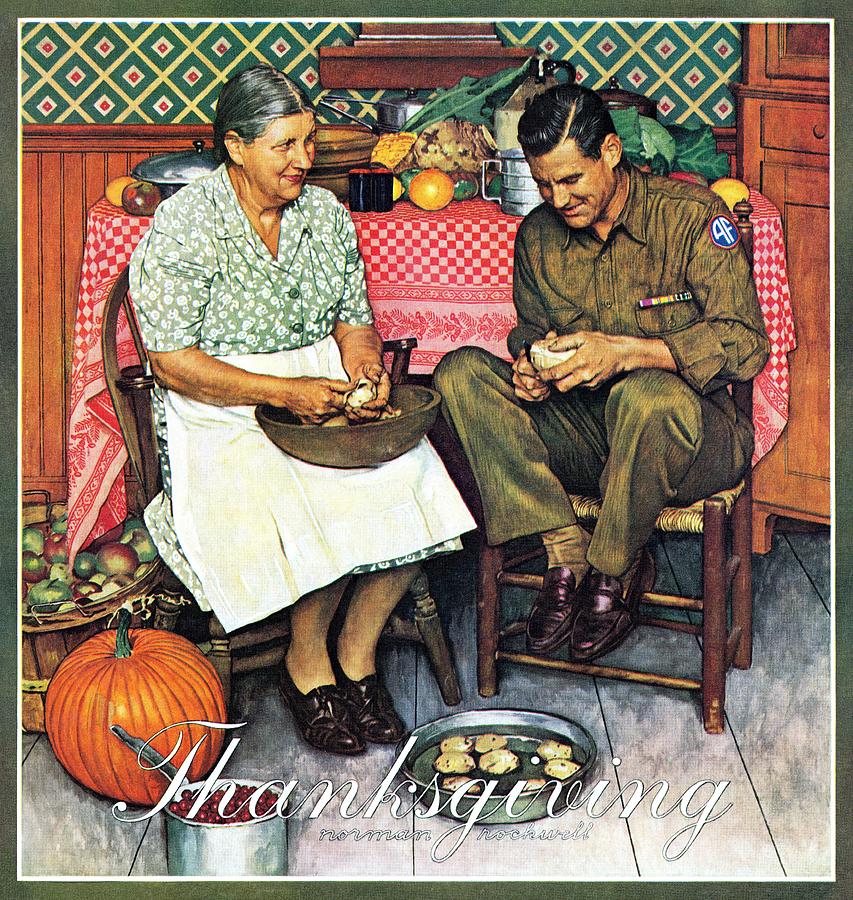 Thanksgiving Painting - Home For Thanksgiving by Norman Rockwell