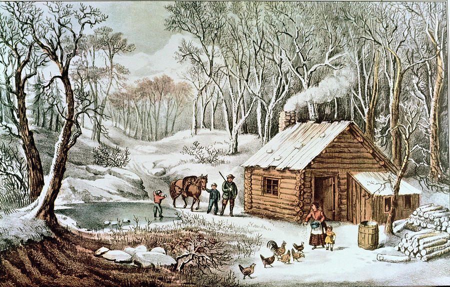 Home In The Wilderness By Currier Drawing by Artist -  Currier & Ives