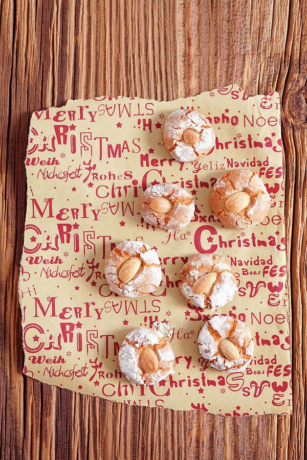 Home-made Amaretti almond Biscuits, Italy For Christmas Photograph by Rua Castilho