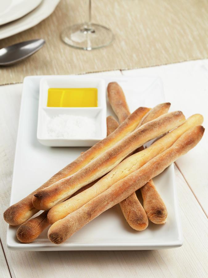 Home-made Grissini italian Breadsticks With Olive Oil And Sea Salt Photograph by Shawn Hempel ...