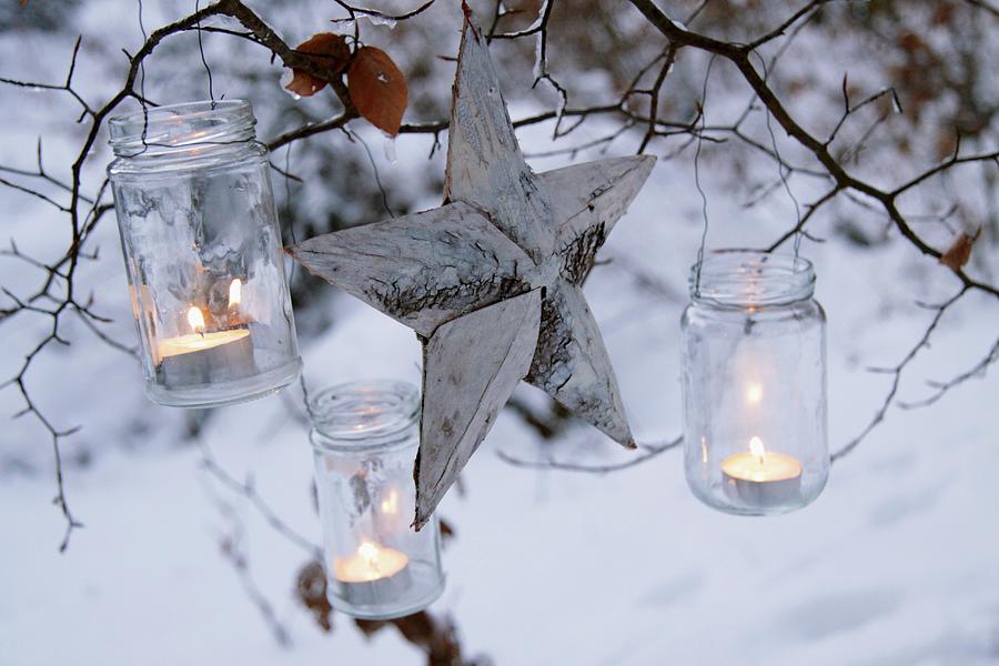 Home-made Lanterns At Dusk Photograph by Anneliese Kompatscher
