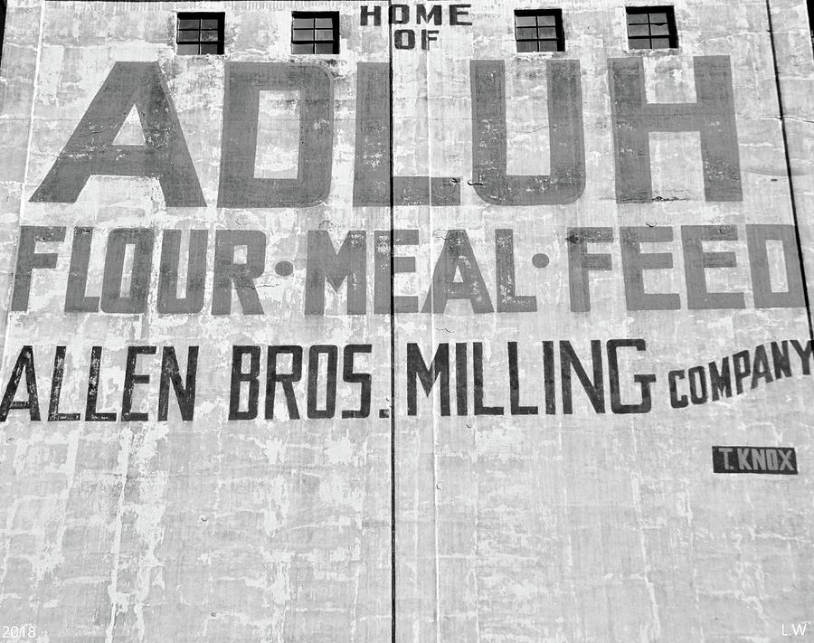 Flour Photograph - Home Of Adluh Flour Meal Feed Mill Black And White by Lisa Wooten