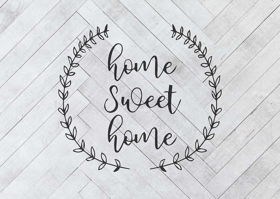 Vintage Mixed Media - Home Sweet Home Farmhouse Sign Script Vintage Farm Retro Typography by Design Turnpike