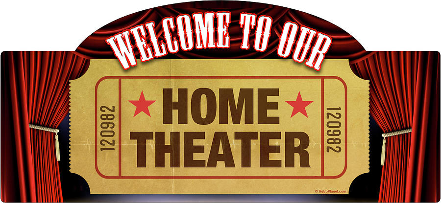 Vintage Digital Art - Home Theater Marquee by Retroplanet