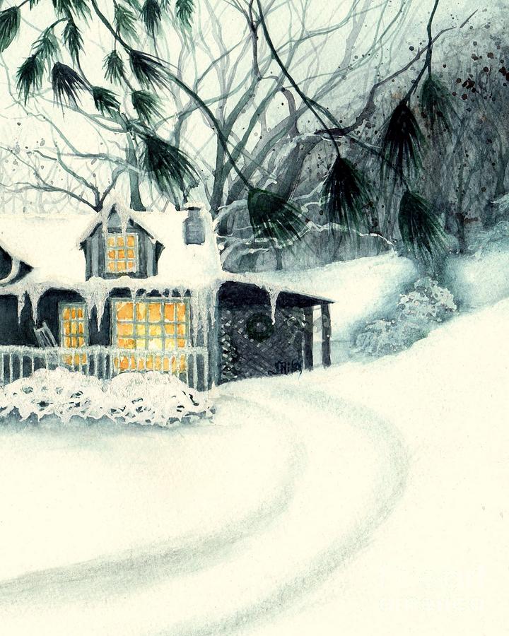 Homecoming on a Winter day  Painting by Janine Riley