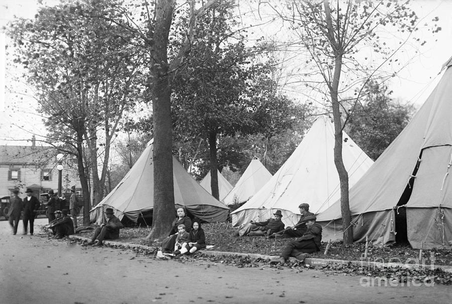 Homeless Tent City Wpeople Nearby Photograph by Bettmann