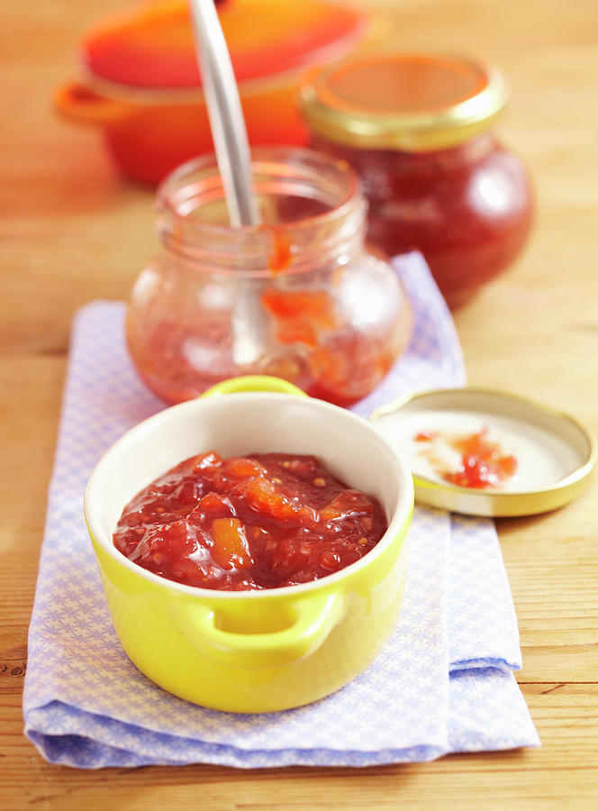 Homemade Apricot And Plum Chutney With Mustard Photograph by Teubner Foodfoto
