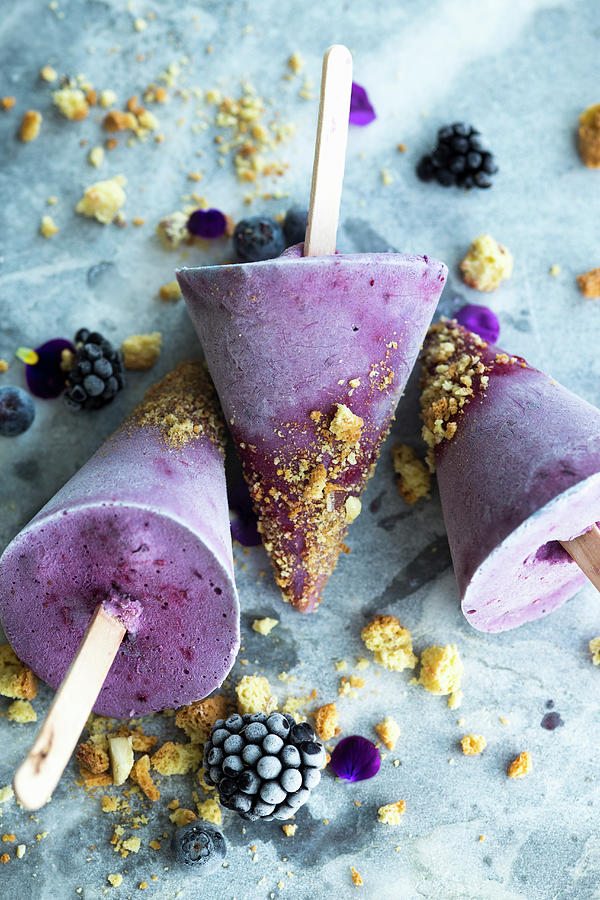 Homemade Blueberry And Blackberry Ice Cream On A Stick Photograph by Katrin Winner