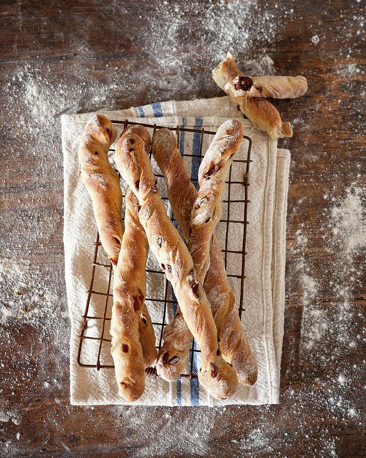 Homemade Breadsticks With Olives Photograph by Great Stock!