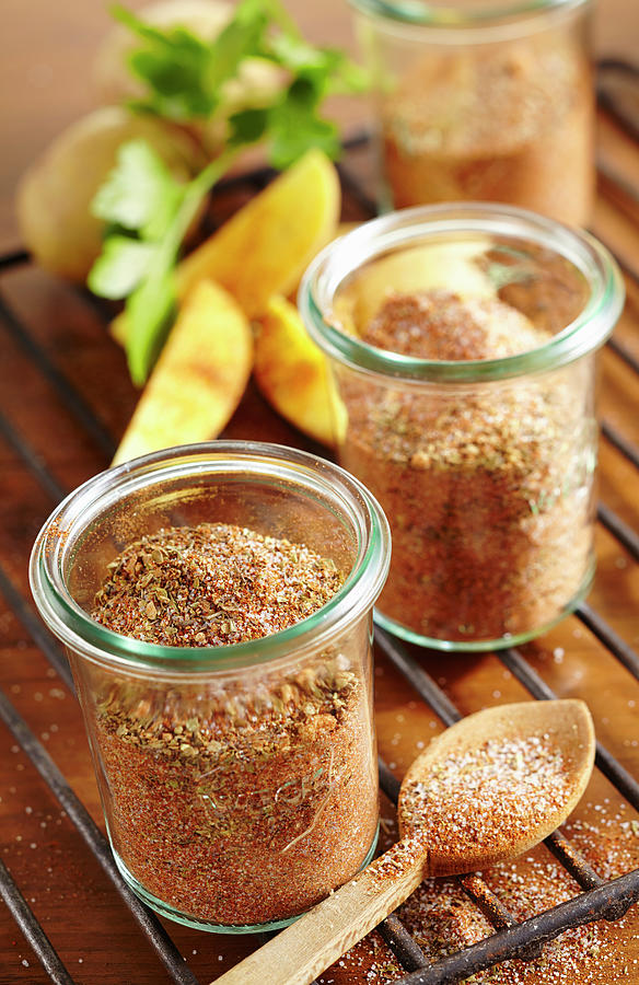 Homemade Cajun Grilling Spices In Jars Photograph by Teubner Foodfoto