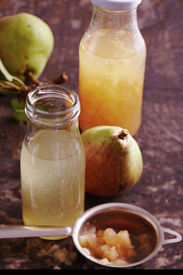 Homemade, Cloudy Pear Vinegar Being Made With Fresh Pears And Aceto Balsamico Bianco Photograph by Teubner Foodfoto