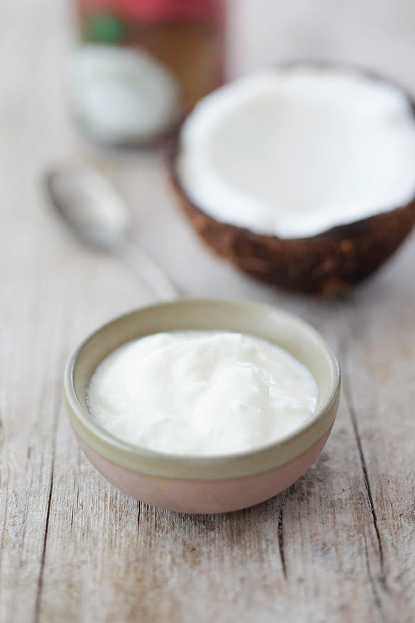 Homemade Coconut Yoghurt With Agar-agar vegan Photograph by Jan Wischnewski
