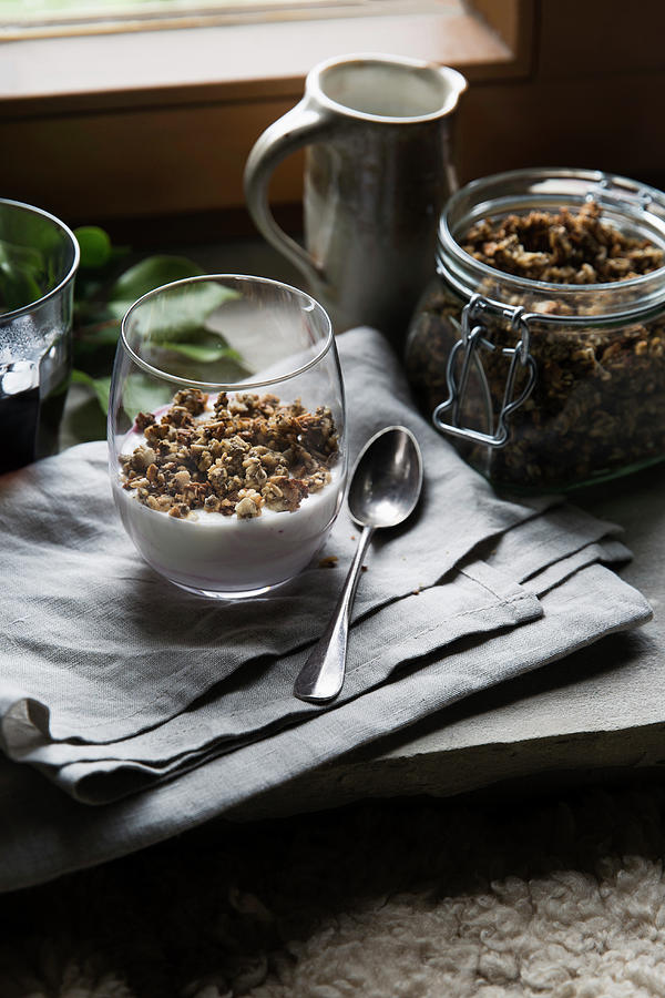Homemade Crunchy Muesli With Yoghurt Photograph by Emmer Flora