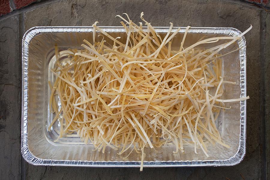 Homemade, Dried Fettuccine In An Aluminium Dish seen From Above Photograph by Rene Comet
